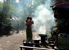 Dorfszene in Myanmar